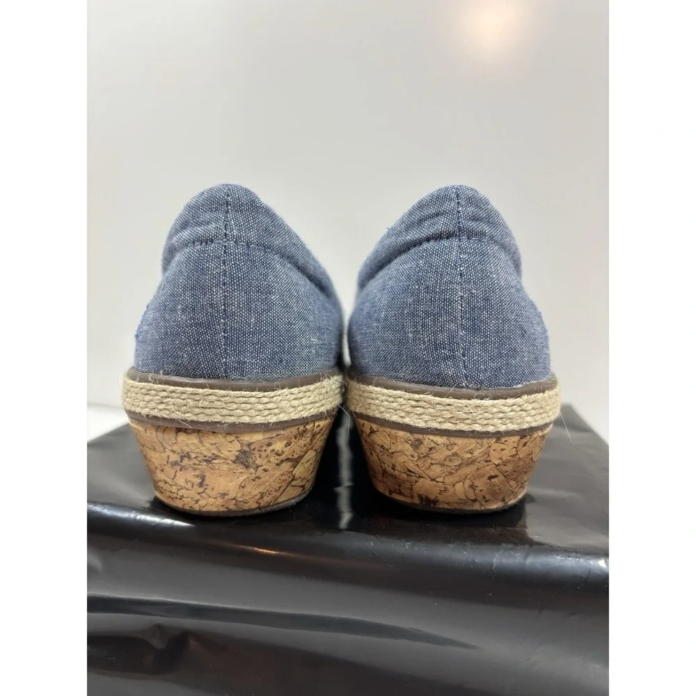 Grasshoppers Ortholite Sneaker Blue Fabric Women's Size 9 M Peep Toe Cork‎